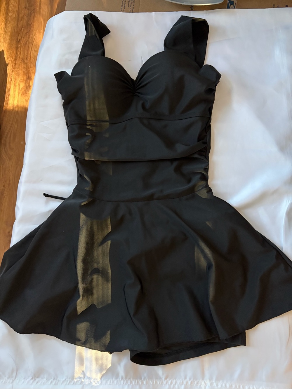 Black Women's Swimdress with Shelf Bra